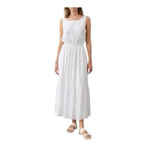 BANANA REPUBLIC Womens Size Medium White Rayon Blend Lined Sleeveless Maxi Dress